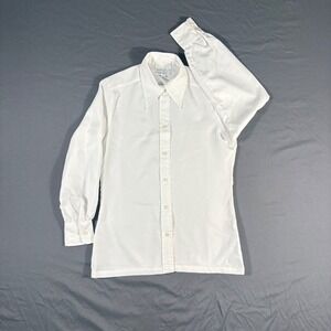 Vintage 70s Eddie Bauer White Button Up Womens Size 6 Pointed Collar USA Made